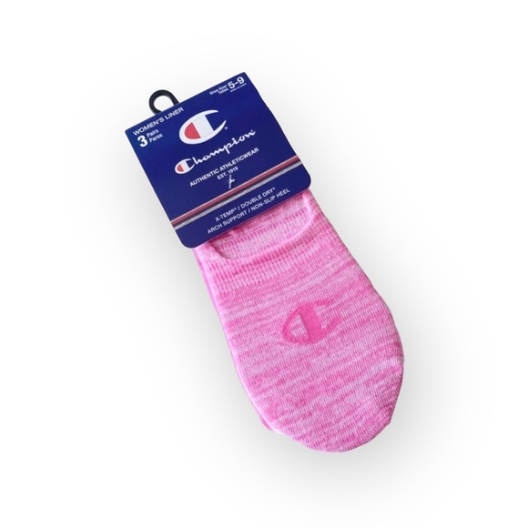 new Champion 𖠌 3 Pack Performance Invisible Liner Socks 𖠌 Pink White Space Dye - Picture 5 of 13